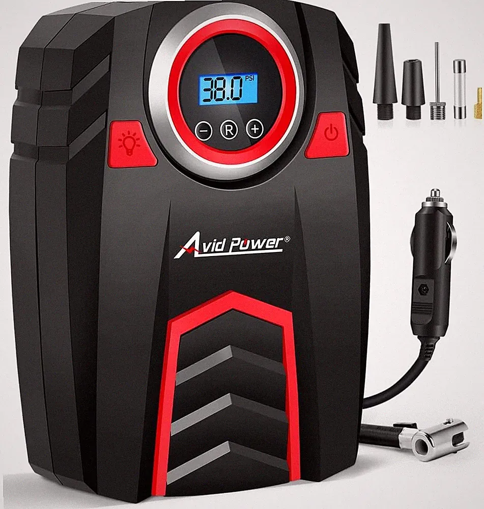 Avid Power 12V DC Air Compressor Tire Inflator with Digital Gauge and LED Light