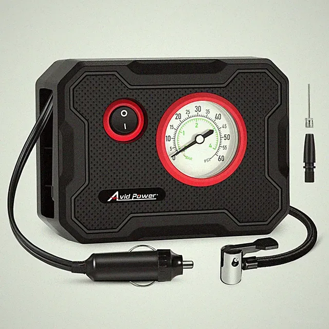 AVID POWER 12V Tire Inflator Portable Air Compressor, Car Small, Red