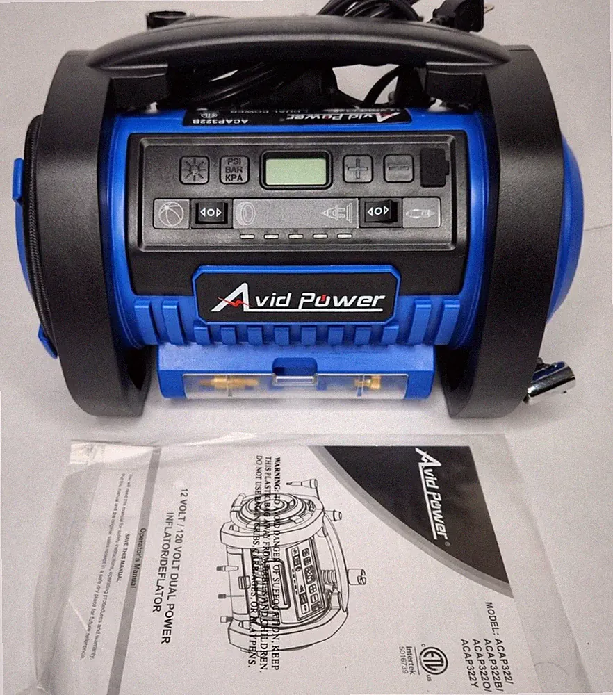 Avid Power ACAP322B Black 12V MAX DC/120V AC Air Compressor Dual Power Tire Pump