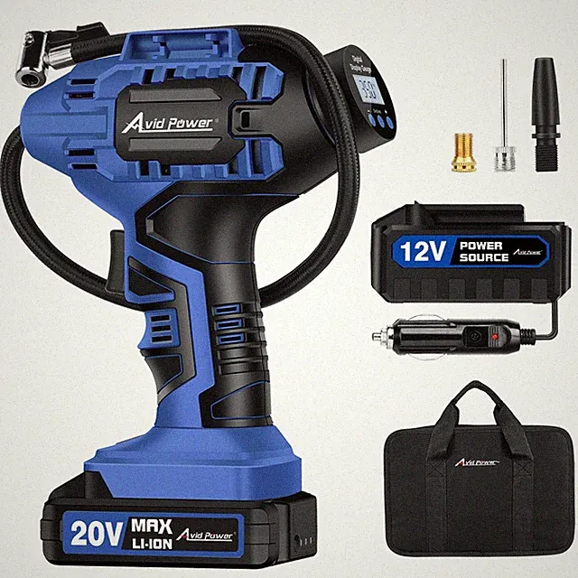 Cordless Tire Inflator Portable Air Compressor, 20V Rechargeable Battery Tire...